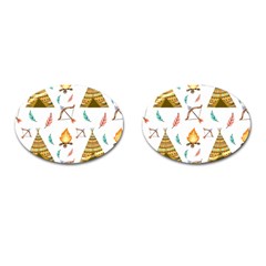 Cute Cartoon Native American Seamless Pattern Cufflinks (oval) by BangZart