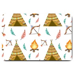 Cute Cartoon Native American Seamless Pattern Large Doormat 