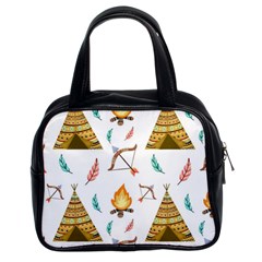 Cute Cartoon Native American Seamless Pattern Classic Handbag (two Sides) by BangZart