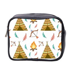 Cute Cartoon Native American Seamless Pattern Mini Toiletries Bag (two Sides)