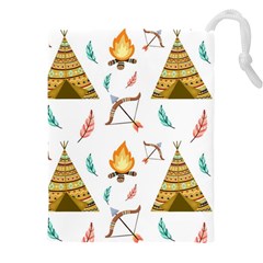 Cute Cartoon Native American Seamless Pattern Drawstring Pouch (4xl)