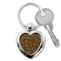 Cartoon Brown Stone Grass Seamless Background Texture Pattern Key Chain (heart) by BangZart