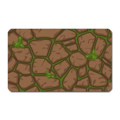 Cartoon Brown Stone Grass Seamless Background Texture Pattern Magnet (rectangular) by BangZart