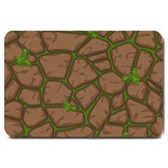 Cartoon Brown Stone Grass Seamless Background Texture Pattern Large Doormat 