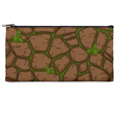 Cartoon Brown Stone Grass Seamless Background Texture Pattern Pencil Case by BangZart