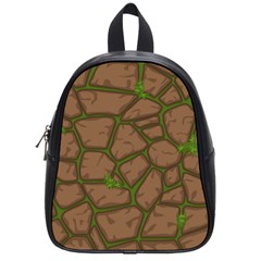 Cartoon Brown Stone Grass Seamless Background Texture Pattern School Bag (small) by BangZart