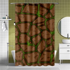 Cartoon Brown Stone Grass Seamless Background Texture Pattern Shower Curtain 48  X 72  (small)  by BangZart