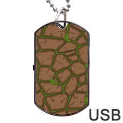 Cartoon Brown Stone Grass Seamless Background Texture Pattern Dog Tag Usb Flash (one Side) by BangZart