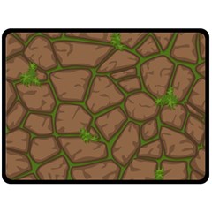 Cartoon Brown Stone Grass Seamless Background Texture Pattern Double Sided Fleece Blanket (large)  by BangZart