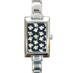 Hand Drawn Ghost Pattern Rectangle Italian Charm Watch by BangZart