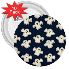 Hand Drawn Ghost Pattern 3  Buttons (10 Pack)  by BangZart