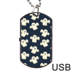 Hand Drawn Ghost Pattern Dog Tag Usb Flash (one Side)