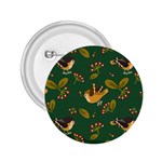 Cute seamless pattern bird with berries leaves 2.25  Buttons Front