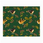 Cute seamless pattern bird with berries leaves Small Glasses Cloth Front