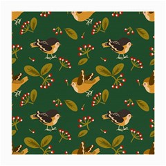 Cute Seamless Pattern Bird With Berries Leaves Medium Glasses Cloth (2 Sides) by BangZart