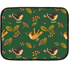 Cute Seamless Pattern Bird With Berries Leaves Fleece Blanket (mini) by BangZart