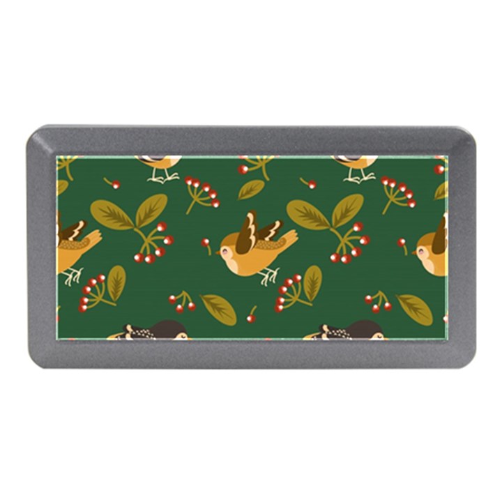 Cute seamless pattern bird with berries leaves Memory Card Reader (Mini)