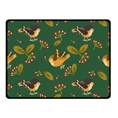 Cute Seamless Pattern Bird With Berries Leaves Double Sided Fleece Blanket (small)  by BangZart