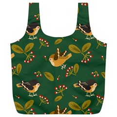 Cute Seamless Pattern Bird With Berries Leaves Full Print Recycle Bag (xl) by BangZart