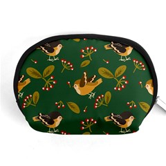 Cute Seamless Pattern Bird With Berries Leaves Accessory Pouch (medium) by BangZart