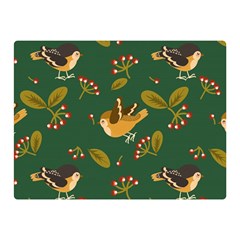 Cute Seamless Pattern Bird With Berries Leaves Double Sided Flano Blanket (mini)  by BangZart