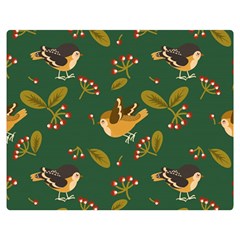 Cute Seamless Pattern Bird With Berries Leaves Double Sided Flano Blanket (medium)  by BangZart