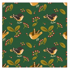 Cute Seamless Pattern Bird With Berries Leaves Large Satin Scarf (square) by BangZart