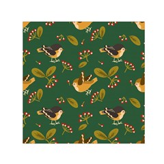 Cute Seamless Pattern Bird With Berries Leaves Small Satin Scarf (square) by BangZart