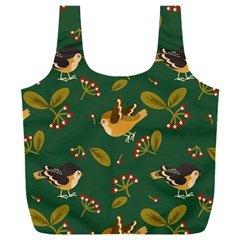 Cute Seamless Pattern Bird With Berries Leaves Full Print Recycle Bag (xxl) by BangZart