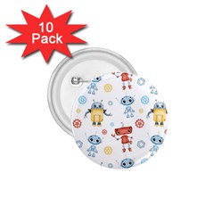 Cute Cartoon Robots Seamless Pattern 1 75  Buttons (10 Pack) by BangZart