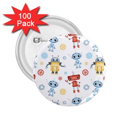 Cute Cartoon Robots Seamless Pattern 2 25  Buttons (100 Pack)  by BangZart