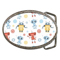 Cute Cartoon Robots Seamless Pattern Belt Buckles by BangZart