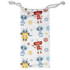 Cute Cartoon Robots Seamless Pattern Jewelry Bag by BangZart