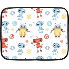 Cute Cartoon Robots Seamless Pattern Fleece Blanket (mini) by BangZart