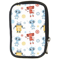 Cute Cartoon Robots Seamless Pattern Compact Camera Leather Case by BangZart