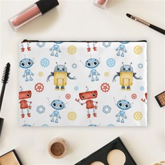 Cute Cartoon Robots Seamless Pattern Cosmetic Bag (large) by BangZart