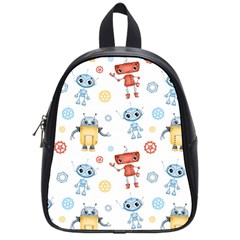 Cute Cartoon Robots Seamless Pattern School Bag (small) by BangZart