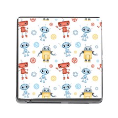 Cute Cartoon Robots Seamless Pattern Memory Card Reader (square 5 Slot) by BangZart