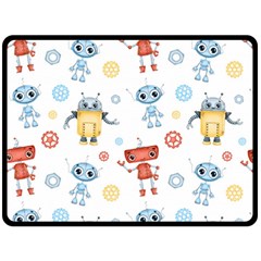 Cute Cartoon Robots Seamless Pattern Fleece Blanket (large) 