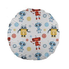 Cute Cartoon Robots Seamless Pattern Standard 15  Premium Round Cushions by BangZart