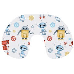 Cute Cartoon Robots Seamless Pattern Travel Neck Pillow by BangZart