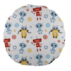 Cute Cartoon Robots Seamless Pattern Large 18  Premium Flano Round Cushions by BangZart