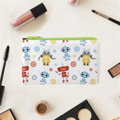 Cute Cartoon Robots Seamless Pattern Cosmetic Bag (xs) by BangZart