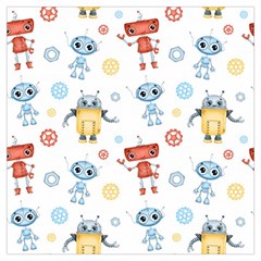 Cute Cartoon Robots Seamless Pattern Long Sheer Chiffon Scarf 