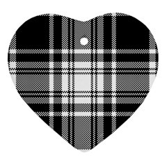 Pixel Background Design Modern Seamless Pattern Plaid Square Texture Fabric Tartan Scottish Textile Heart Ornament (two Sides) by BangZart