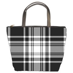 Pixel Background Design Modern Seamless Pattern Plaid Square Texture Fabric Tartan Scottish Textile Bucket Bag by BangZart