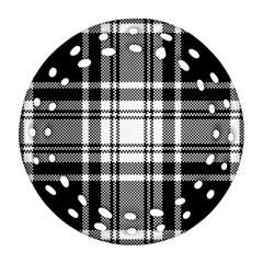 Pixel Background Design Modern Seamless Pattern Plaid Square Texture Fabric Tartan Scottish Textile Round Filigree Ornament (two Sides) by BangZart