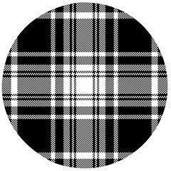 Pixel Background Design Modern Seamless Pattern Plaid Square Texture Fabric Tartan Scottish Textile Wooden Bottle Opener (round) by BangZart