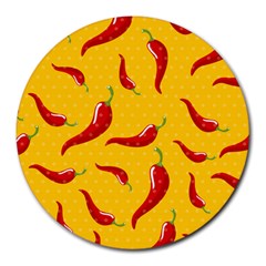 Chili Vegetable Pattern Background Round Mousepads