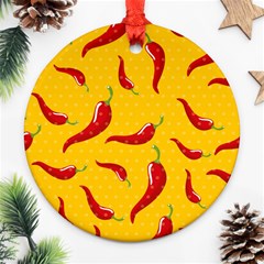 Chili Vegetable Pattern Background Ornament (round) by BangZart